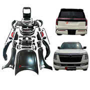 CONVERSION UPGRADE FACELIFT OLD TO NEW BODY KIT for Nissan Patrol Y62 2014 - 2020 to Y63 2024+
Set includes:

Front Lip
Front Bumper Assembly
Front Grille
Hood Bonnet
Front Fenders
Front Fender Vents
Side Mirror Covers
Side Skirts
Rear Fenders
Roof Spoiler
Rear Bumper
Rear Diffuser
Material: Plastic and Aluminum

NOTE: Professional installation is required.