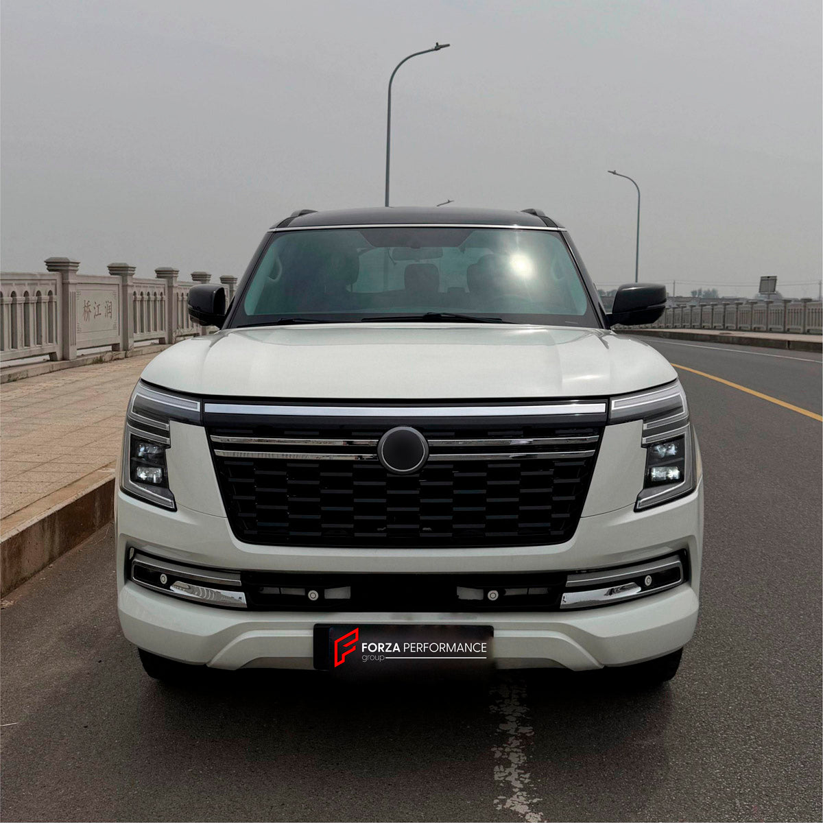 CONVERSION UPGRADE FACELIFT OLD TO NEW BODY KIT for Nissan Patrol Y62 2014 - 2020 to Y63 2024+
Set includes:

Front Lip
Front Bumper Assembly
Front Grille
Hood Bonnet
Front Fenders
Front Fender Vents
Side Mirror Covers
Side Skirts
Rear Fenders
Roof Spoiler
Rear Bumper
Rear Diffuser
Material: Plastic and Aluminum

NOTE: Professional installation is required.