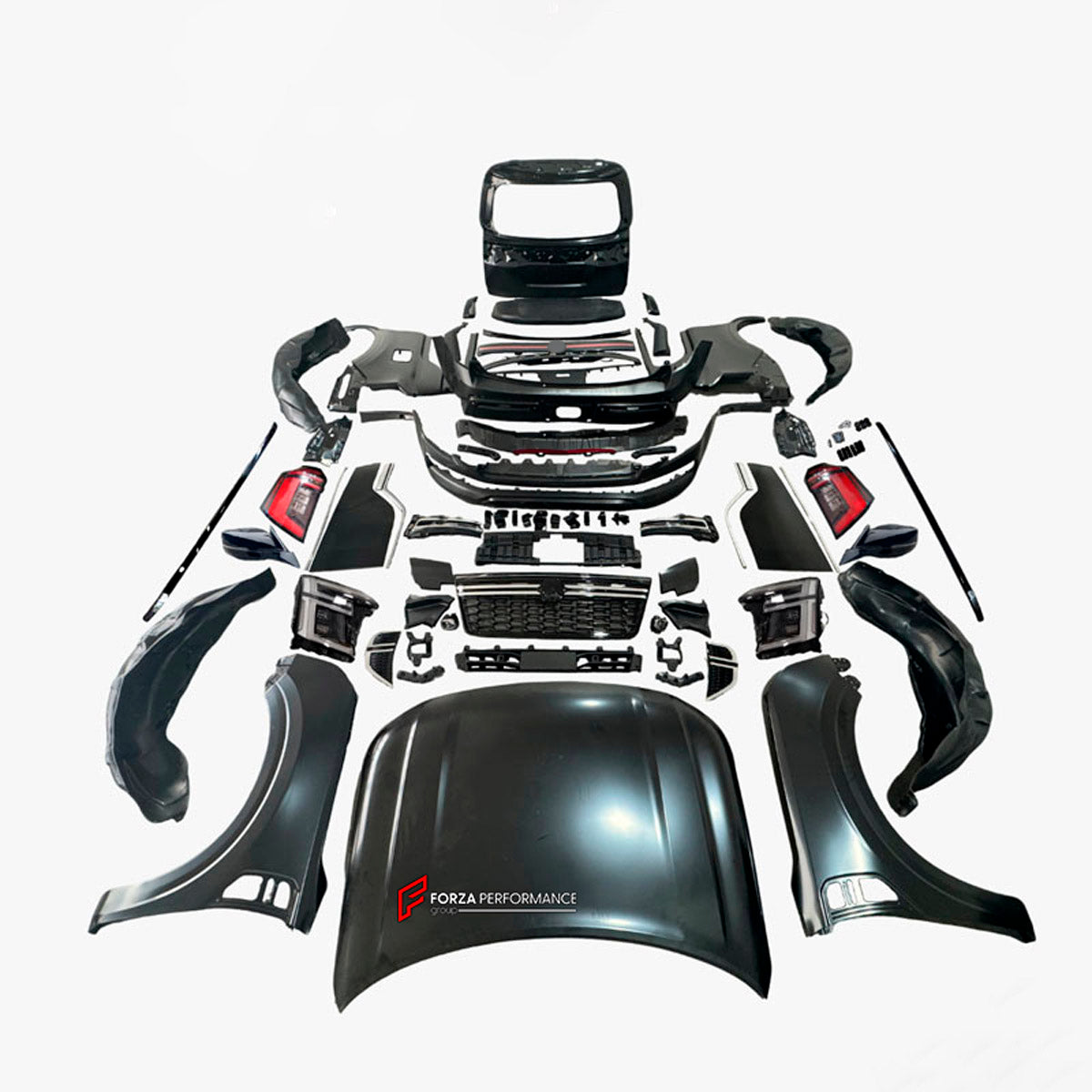 CONVERSION UPGRADE FACELIFT OLD TO NEW BODY KIT for Nissan Patrol Y62 2014 - 2020 to Y63 2024+
Set includes:

Front Lip
Front Bumper Assembly
Front Grille
Hood Bonnet
Front Fenders
Front Fender Vents
Side Mirror Covers
Side Skirts
Rear Fenders
Roof Spoiler
Rear Bumper
Rear Diffuser
Material: Plastic and Aluminum

NOTE: Professional installation is required.