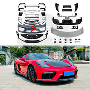 CONVERSION BODY KIT for PORSCHE 718 982 BOXSTER CAYMAN UPGRADE to GT4 2016+

Set includes:

Front Bumper
Front Lip
Front Fenders
Front Vent Covers
Side Mirrors
Rear Bumper
Rear Fenders
Rear Diffuser
Rear Spoiler
Exhaust System

Material: Carbon + Plastic

NOTE: Professional installation is required. Factory LED DRL must be reused

CONTACT US FOR PRICING

Payment ►
Visa
Mastercard
PayPal with a credit card (add 4.4% at checkout)
Payoneer
Cryptocurrency

Shipment ►
By express DHL/UPS/TNT/FedEx
To the local in