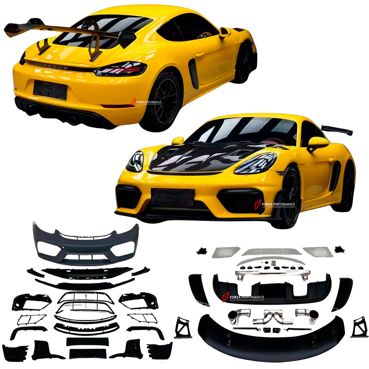 CONVERSION BODY KIT for PORSCHE 718 982 BOXSTER CAYMAN UPGRADE to GT4 RS SPYDER 2016+

Set includes:

Front Bumper Assembly
Rear Spoiler
Rear Diffuser
Exhaust System

Material: Plastic

NOTE: Professional installation is required

CONTACT US FOR PRICING

Payment ►
Visa

Mastercard

PayPal with a credit card (add 4.4% at checkout)
Payoneer
Cryptocurrency
Shipment ►
By express DHL/UPS/TNT/FedEx
To the local international airport
Special line by air
Special line by the sea
To Europe and the UK by train

Please