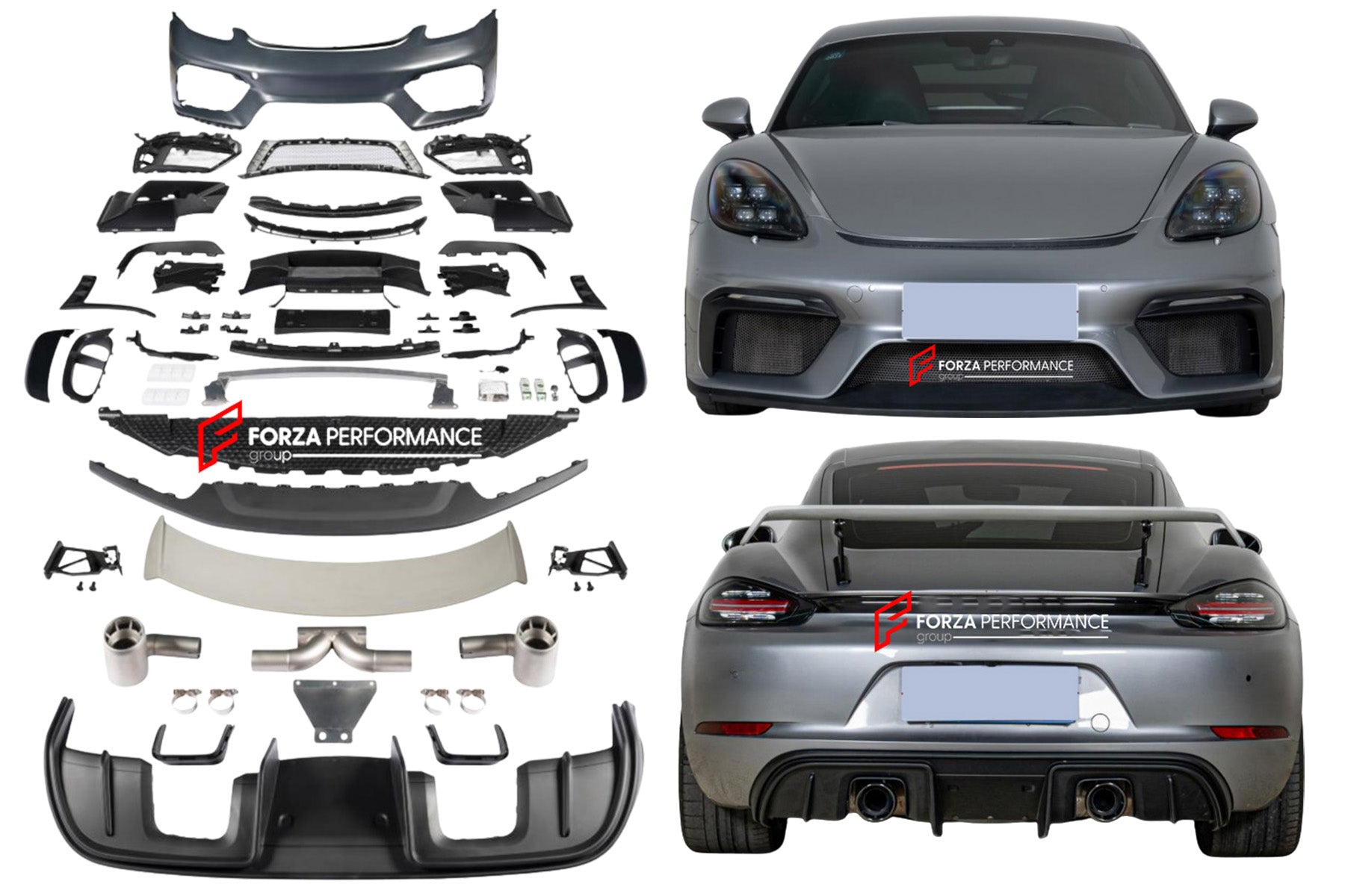 CONVERSION BODY KIT for PORSCHE 718 982 CAYMAN BOXSTER UPGRADE to GT4

Set includes:

Front Lip
Front Bumper Assembly
Rear Spoiler
Rear Diffuser
Exhaust Catback


Material: Carbon Fiber with Plastic

Note: Professional installation is required

CONTACT US FOR PRICING.

Why “Contact Us for Pricing”?

We don’t display fixed prices because our goal is to offer you the most competitive deal possible. Product costs often decrease over time, and by requesting a quote, you’ll receive our most up-to-date price on t