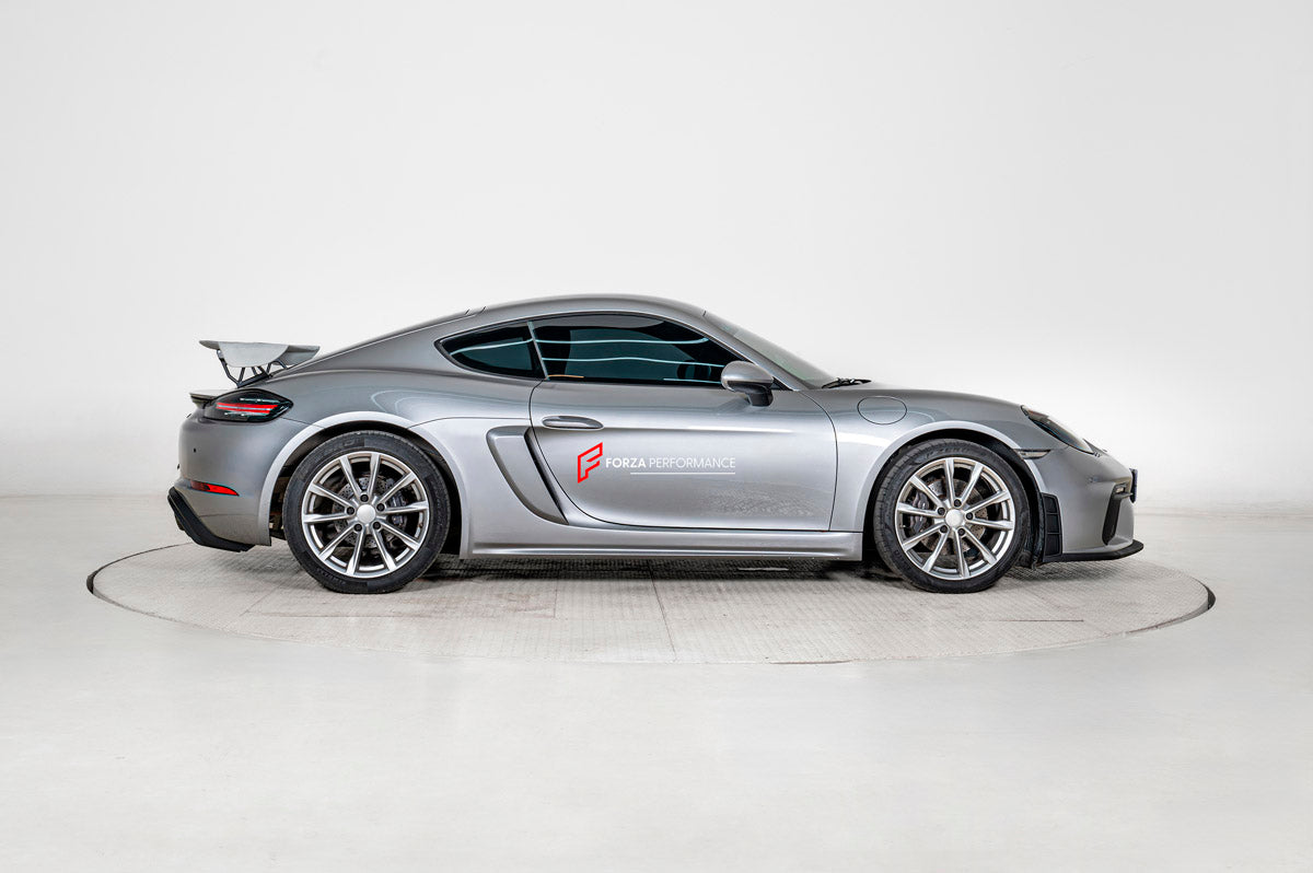 CONVERSION UPGRADE FACELIFT OLD TO NEW BODY KIT for PORSCHE 718 CAYMAN 982 to Cayman GT4
Set includes:

Front Lip
Front Bumper Assembly
Rear Spoiler
Rear Diffuser
Exhaust Catback (Aluminum)
Material: Plastic + Aluminium

NOTE: Professional installation is required.