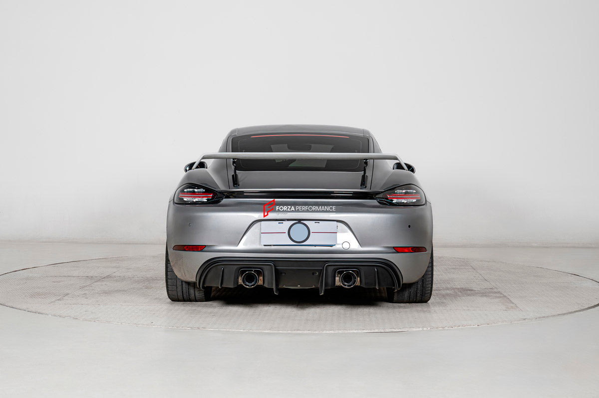 CONVERSION UPGRADE FACELIFT OLD TO NEW BODY KIT for PORSCHE 718 CAYMAN 982 to Cayman GT4
Set includes:

Front Lip
Front Bumper Assembly
Rear Spoiler
Rear Diffuser
Exhaust Catback (Aluminum)
Material: Plastic + Aluminium

NOTE: Professional installation is required.