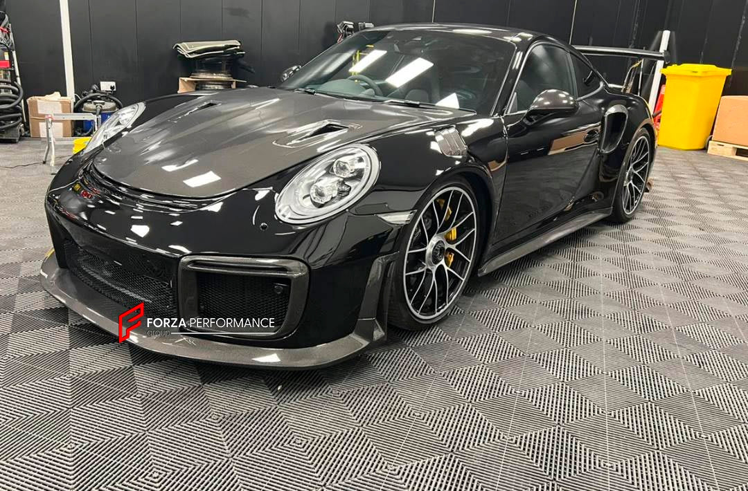 CONVERSION BODY KIT for PORSCHE 911 991.1 991.2 TURBO S 2011 - 2019 TO GT2RS

Set includes:

Front Bumper Assembly
Front Vent Cover
Hood Bonnet
Front Fenders
Side Skirts
Rear Fenders Vents
Rear Engine Cover
Rear Spoiler
Rear Bumper Assembly


Material: Plastic + Caron

NOTE: Professional installation is required