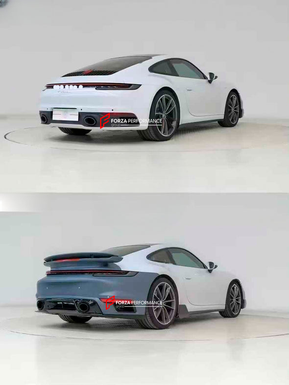 CONVERSION BODY KIT for PORSCHE 911 992 CARRERA 2019 - 2023 to TURBO SPORT DESIGN

Set includes:

Front Bumper
Front Lip
Side Skirts

Rear Diffuser

Rear Bumper
Rear Spoiler

Material: PP

Production time: 14 days

NOTE: Professional installation is required

Payment ►
Visa

Mastercard

PayPal with a credit card (add 4.4% at checkout)
Payoneer
Cryptocurrency
Shipment ►
By express DHL/UPS/TNT/FedEx
To the local international airport
Special line by air
Special line by the sea
To Europe and the UK by train

P