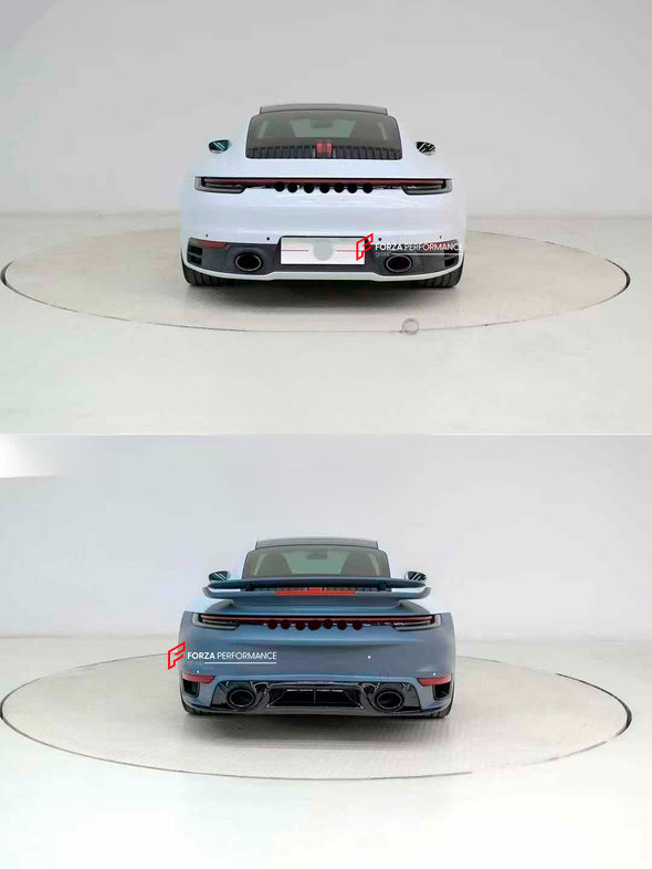 CONVERSION BODY KIT for PORSCHE 911 992 CARRERA 2019 - 2023 to TURBO SPORT DESIGN

Set includes:

Front Bumper
Front Lip
Side Skirts

Rear Diffuser

Rear Bumper
Rear Spoiler

Material: PP

Production time: 14 days

NOTE: Professional installation is required

Payment ►
Visa

Mastercard

PayPal with a credit card (add 4.4% at checkout)
Payoneer
Cryptocurrency
Shipment ►
By express DHL/UPS/TNT/FedEx
To the local international airport
Special line by air
Special line by the sea
To Europe and the UK by train

P