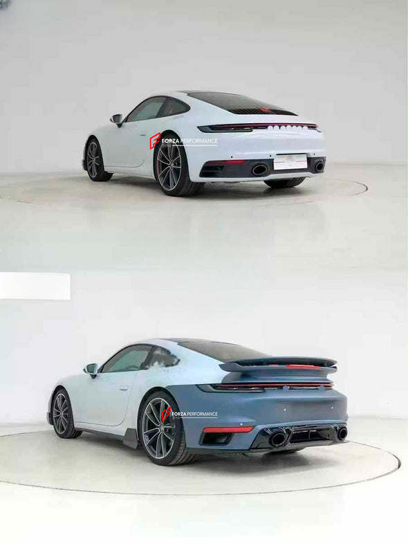 CONVERSION BODY KIT for PORSCHE 911 992 CARRERA 2019 - 2023 to TURBO SPORT DESIGN

Set includes:

Front Bumper
Front Lip
Side Skirts

Rear Diffuser

Rear Bumper
Rear Spoiler

Material: PP

Production time: 14 days

NOTE: Professional installation is required

Payment ►
Visa

Mastercard

PayPal with a credit card (add 4.4% at checkout)
Payoneer
Cryptocurrency
Shipment ►
By express DHL/UPS/TNT/FedEx
To the local international airport
Special line by air
Special line by the sea
To Europe and the UK by train

P