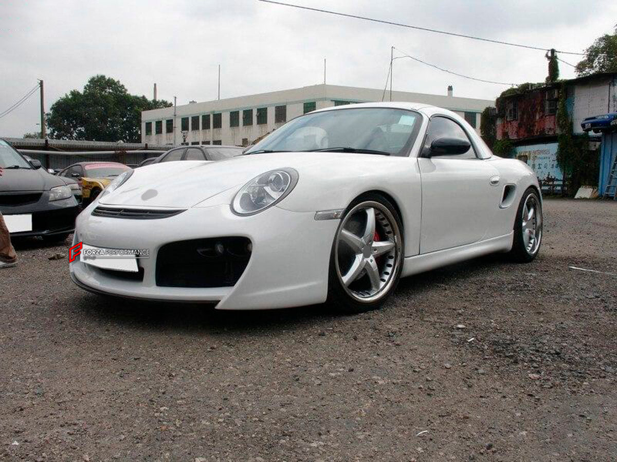 CONVERSION BODY KIT for PORSCHE BOXSTER 986 UPGRADE to BOXSTER 997

Set includes:
Front Bumper
Front Fender
Side Skirts
Rear Bumper
Rear Spoiler Wing
Headlight
LED Fog Light
Signal Light

NOTE: Professional installation is required