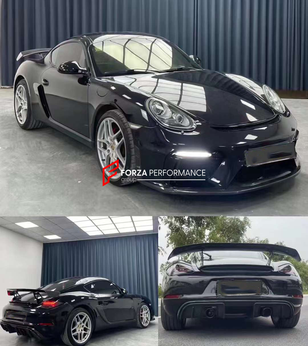 CONVERSION BODY KIT for PORSCHE BOXTER CAYMAN 987.2 2008 to 718 GT4 2019+  Set includes:  Front Bumper with Fog Lights Rear Spoiler Rear Bumper with Tail Lights Rear Diffuser Catback Muffler