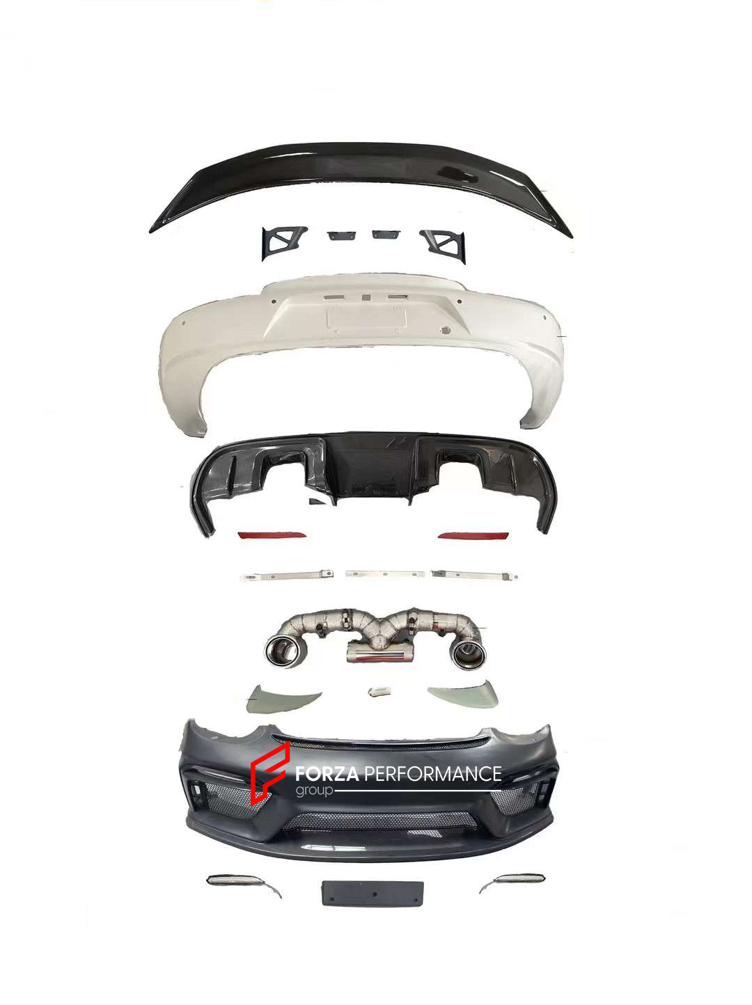 CONVERSION BODY KIT for PORSCHE BOXTER CAYMAN 987.2 2008 to 718 GT4 2019+  Set includes:  Front Bumper with Fog Lights Rear Spoiler Rear Bumper with Tail Lights Rear Diffuser Catback Muffler