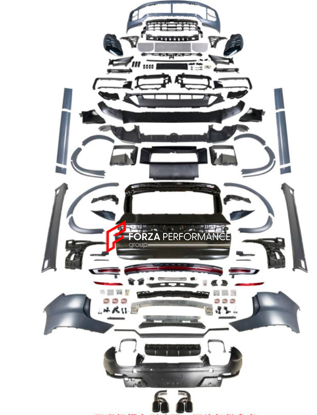 CONVERSION BODY KIT for PORSCHE CAYENNE 958.1 2011 - 2014 to CAYENNE GTS SD 9YO.2 2024+

Set includes:

Front Bumper Assembly
Front Grille

Headlights
Fender Flares
Side Skirts
Fender Flares
Trunk
Taillights
Rear Bumper Assembly
Rear Diffuser
Exhaust Tips

Material: Carbon + Plastic

NOTE: Option of Black/Red Taillights, Short/Long Exhaust Tips are availabe. Professional installation is required.

Why “Contact Us for Pricing”?

We don’t display fixed prices because our goal is to offer you the most competit