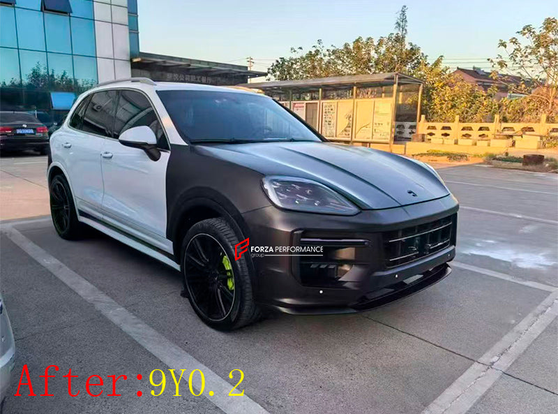 CONVERSION BODY KIT for PORSCHE CAYENNE 958 2010 - 2014 to 9Y0.2 2023+

Set includes:

Front Bumper
Front Grille

Headlights
Hood/Bonnet

Side Skirts
Tail Lights
Rear Bumper
Rear Diffuser


Material: Plastic PP

NOTE: Professional installation is required.

Contact us for pricing.

Payment ►
Visa

Mastercard

PayPal with a credit card (add 4.4% at checkout)
Payoneer
Shipment ►
By express DHL/UPS/TNT/FedEx
To the local international airport
Special line by air
Special line by the sea
To Europe and the UK by 