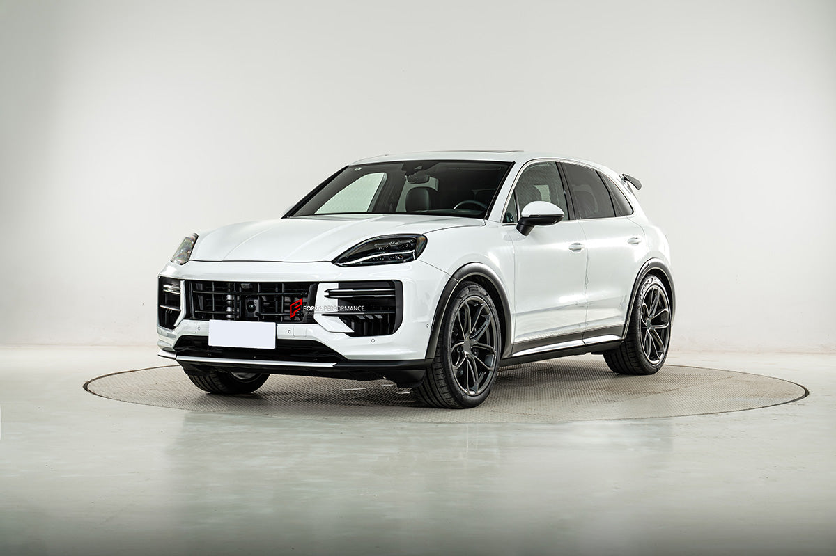 CONVERSION BODY KIT for PORSCHE CAYENNE 9Y0 FACELIFT to TURBO GT 9Y0 FACELIFT

Set includes:

Front Lip
Front Bumper Assembly
Front Grille

Fender Flares
Side Skirts
Rear Bumper
Rear Diffuser
Exhaust Tips

Material: Plastic PP

NOTE: Professional installation is required.