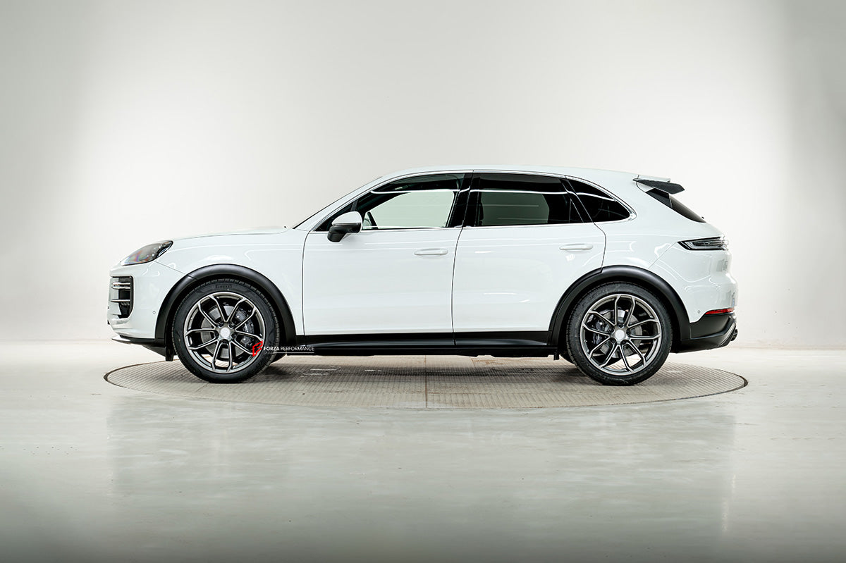 CONVERSION BODY KIT for PORSCHE CAYENNE 9Y0 FACELIFT to TURBO GT 9Y0 FACELIFT

Set includes:

Front Lip
Front Bumper Assembly
Front Grille

Fender Flares
Side Skirts
Rear Bumper
Rear Diffuser
Exhaust Tips

Material: Plastic PP

NOTE: Professional installation is required.