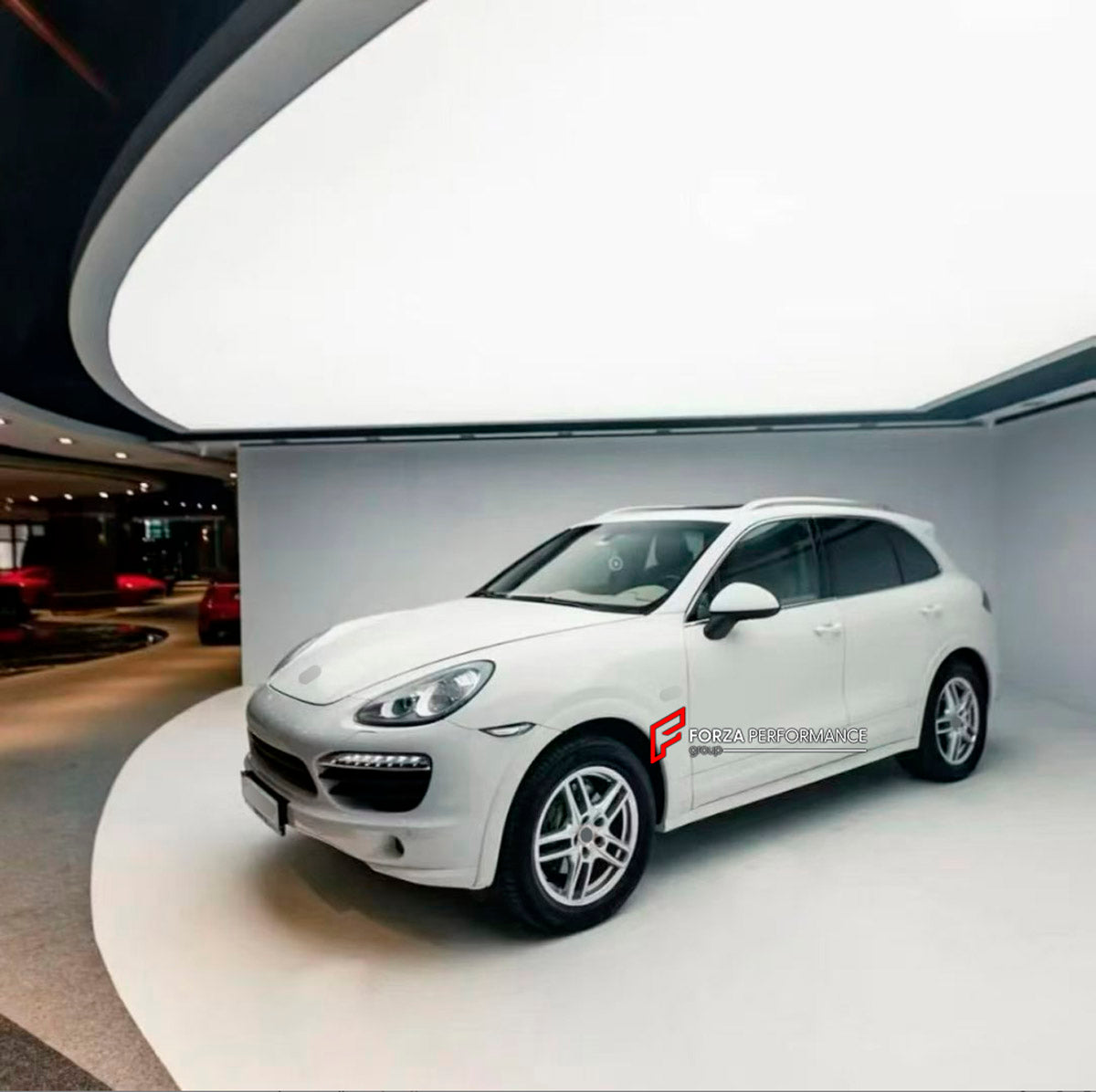 CONVERSION BODY KIT for PORSCHE CAYENNE E2 958.1 2010 - 2014 UPGRADE to CAYENNE GTS 2010 - 2014 FORZA PERFORMANCE custom fit GTS

Set includes:
Front Bumper Guard
Fender Flares
Body Side Door Moldings
Side Skirts
Rear Diffuser

Material: Plastic

NOTE: Professional installation is required.