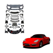 CONVERSION UPGRADE FACELIFT OLD TO NEW BODY KIT for Porsche Cayman 987 2005 - 2013 to 718 982 GT4 2016+
Set includes:

Front Lip
Front Bumper Air Vent Trims
Front Bumper Fins
Front Grille
Led Light Covers / Front Fascia Attachments
License Plate
Rear Bumper Assembly
Rear Diffuser
Material: Plastic

NOTE: Professional installation is required.