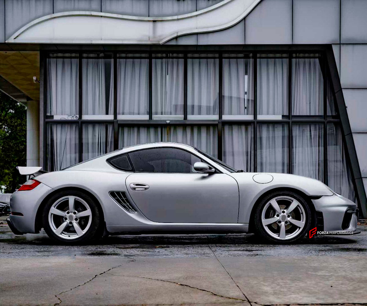 CONVERSION UPGRADE FACELIFT OLD TO NEW BODY KIT for Porsche Cayman 987 2005 - 2013 to 718 982 GT4 2016+
Set includes:

Front Lip
Front Bumper Air Vent Trims
Front Bumper Fins
Front Grille
Led Light Covers / Front Fascia Attachments
License Plate
Rear Bumper Assembly
Rear Diffuser
Material: Plastic

NOTE: Professional installation is required.