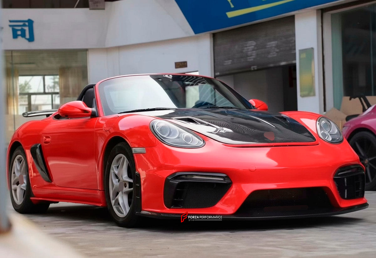 CONVERSION UPGRADE FACELIFT OLD TO NEW BODY KIT for Porsche Cayman 987 2005 - 2013 to 718 982 GT4 2016+
Set includes:

Front Lip
Front Bumper Air Vent Trims
Front Bumper Fins
Front Grille
Led Light Covers / Front Fascia Attachments
License Plate
Rear Bumper Assembly
Rear Diffuser
Material: Plastic

NOTE: Professional installation is required.