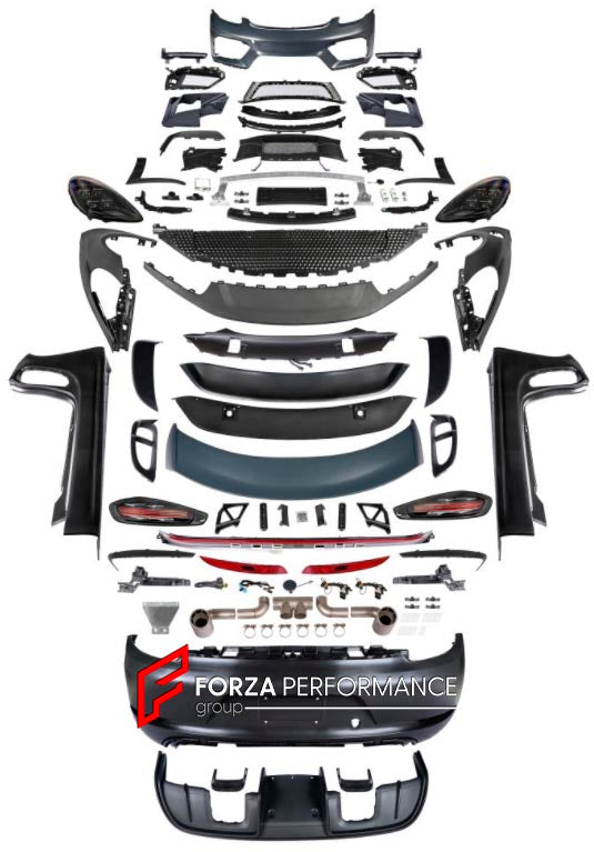 CONVERSION BODY KIT for PORSCHE CAYMAN BOXSTER 981 2012 - 2016 upgrade to 718 BOXSTER CAYMAN 982 GTS 2017 - 2025

Set includes:

Front Bumper Assembly

Headlights
Front Fenders
Side Skirts
Taillights
Rear Bumper Assembly


Material: Plastic

Note: Professional installation is required