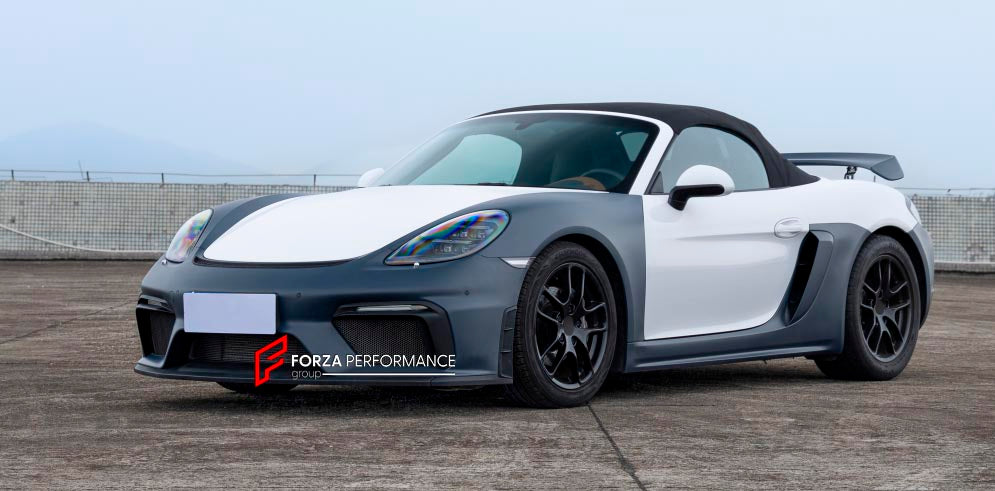 CONVERSION BODY KIT for PORSCHE CAYMAN BOXSTER 981 2012 - 2016 upgrade to 718 BOXSTER CAYMAN 982 GTS 2017 - 2025

Set includes:

Front Bumper Assembly

Headlights
Front Fenders
Side Skirts
Taillights
Rear Bumper Assembly


Material: Plastic

Note: Professional installation is required