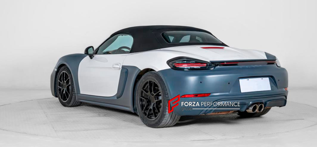 CONVERSION BODY KIT for PORSCHE CAYMAN BOXSTER 981 2012 - 2016 upgrade to 718 BOXSTER CAYMAN 982 GTS 2017 - 2025

Set includes:

Front Bumper Assembly

Headlights
Front Fenders
Side Skirts
Taillights
Rear Bumper Assembly


Material: Plastic

Note: Professional installation is required