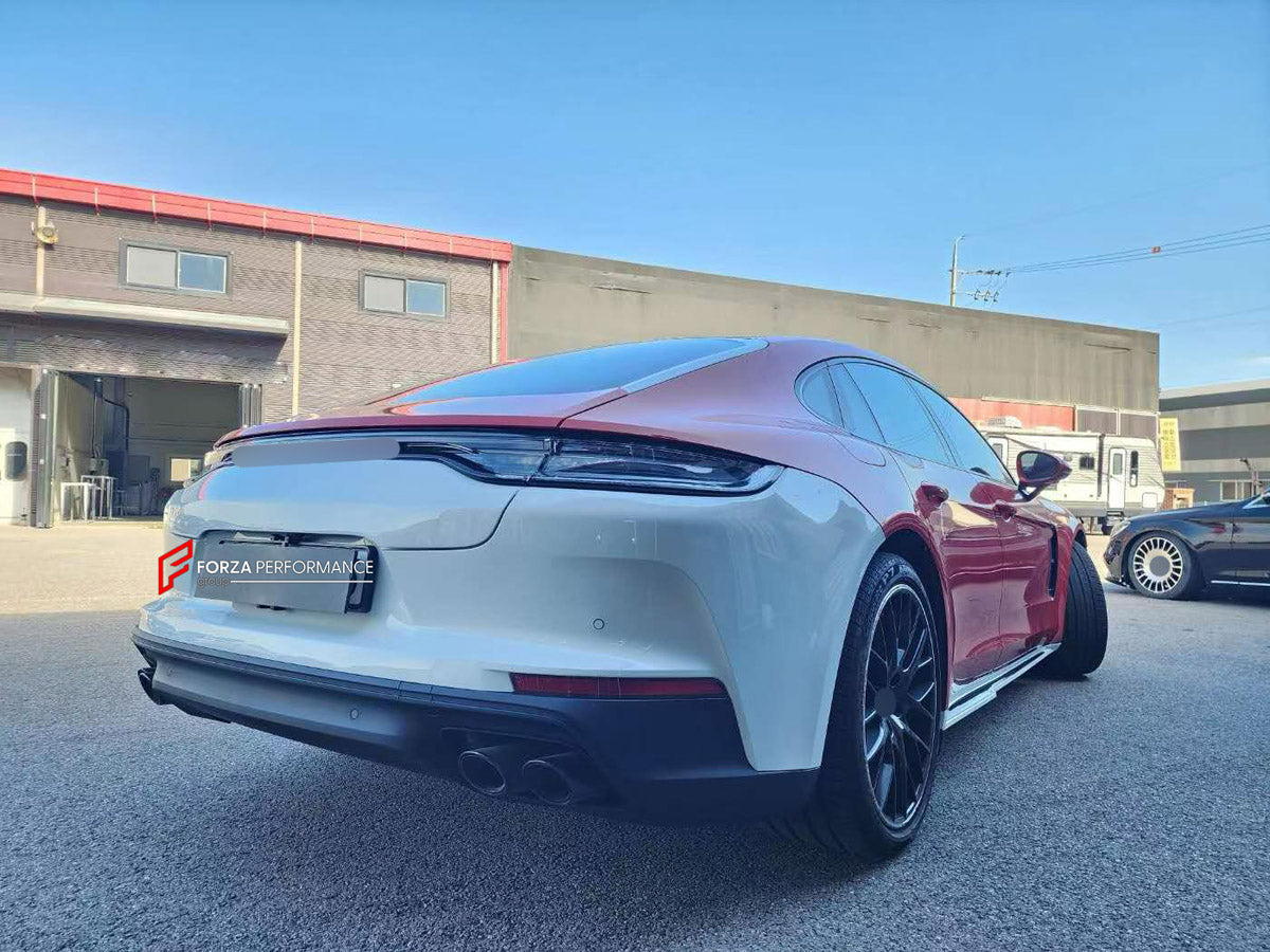 CONVERSION BODY KIT for PORSCHE PANAMERA G2 971 2016 - 2024 UPGRADE to PANAMERA TURBO G3 972 976 2024+ FORZA PERFORMANCE custom fit Turbo Style

Set includes:
Front Lip
Front Bumper Assembly
Side Skirts
Rear Bumper Assembly
Rear Diffuser

Material: Plastic

NOTE: Professional installation is required.