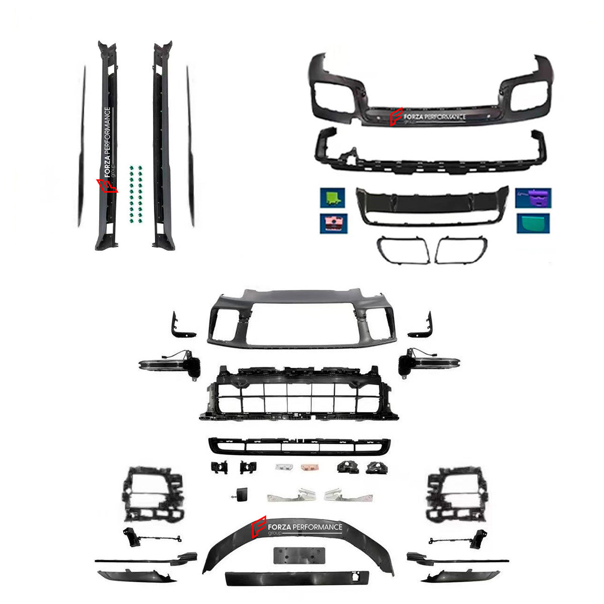 CONVERSION BODY KIT for PORSCHE PANAMERA G3 972 4 4S 4E HYBRID GTS 2024+ UPGRADE to PORSCHE PANAMERA G3 972 TURBO TURBO S 2024+

Set includes:

Front Bumper Assembly
Front DRL Lights
Grille
Side Skirts
Rear Diffuser

Material: Plastic PP

Note: Professional installation is required.