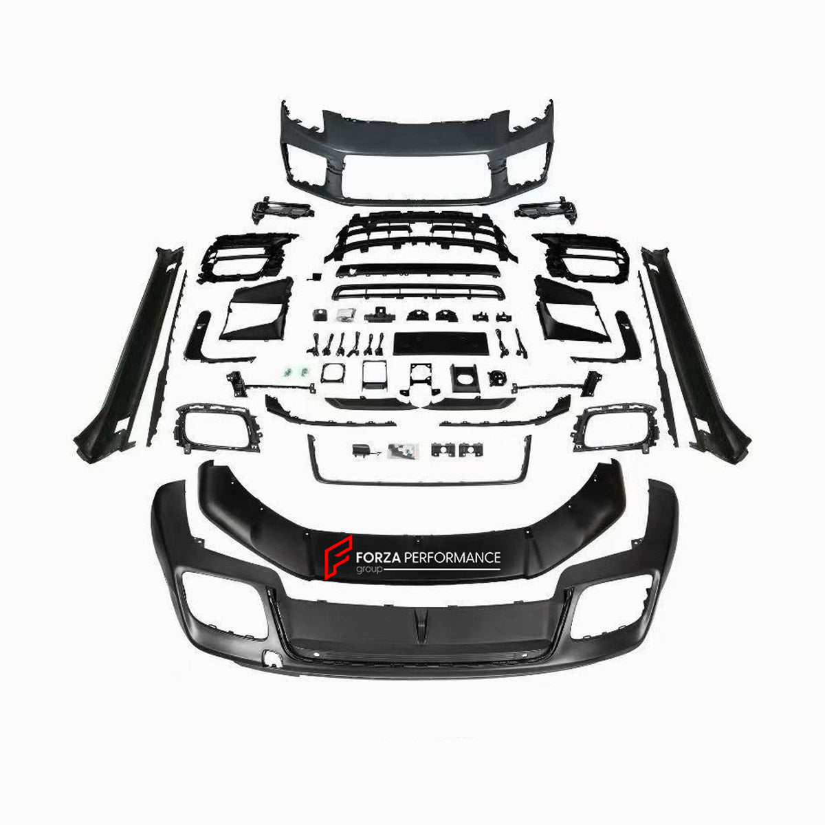 CONVERSION BODY KIT for PORSCHE PANAMERA G3 972 976 2024+ UPGRADE to TURBO 2024+ FORZA PERFORMANCE custom fit Turbo Style

Set includes:
Front Lip
Front Bumper Assembly
Side Skirts
Rear Bumper Assembly
Rear Diffuser

Material: Plastic

NOTE: Professional installation is required.