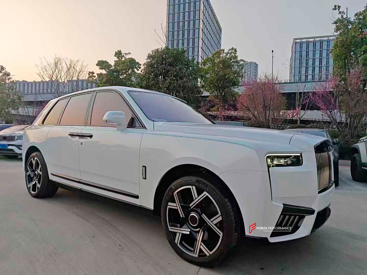 CONVERSION BODY KIT for ROLLS-ROYCE CULLINAN SERIES 1 2018 - 2025 UPGRADE to SERIES 2 FACELIFT 2025+

Set includes:

Front Bumper Assembly
Grille Frame
Front Grille
Headlights
Rear Bumper
Exhaust Tips
Material: Plastic

NOTE: Professional installation is required. When purchase inform us if you have night vision camera or not. Fender trimming is required. Headlights are available with or without AFS (Adaptive Front-lighting System) - the kit price depends on the headlights version.
