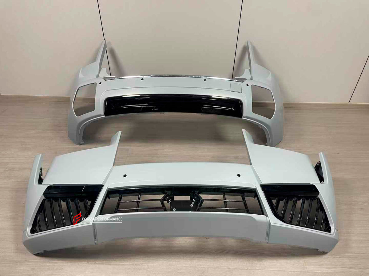 CONVERSION BODY KIT for ROLLS-ROYCE CULLINAN SERIES 1 2018 - 2025 UPGRADE to SERIES 2 FACELIFT 2025+

Set includes:

Front Bumper Assembly
Grille Frame
Front Grille
Headlights
Rear Bumper
Exhaust Tips
Material: Plastic

NOTE: Professional installation is required. When purchase inform us if you have night vision camera or not. Fender trimming is required. Headlights are available with or without AFS (Adaptive Front-lighting System) - the kit price depends on the headlights version.