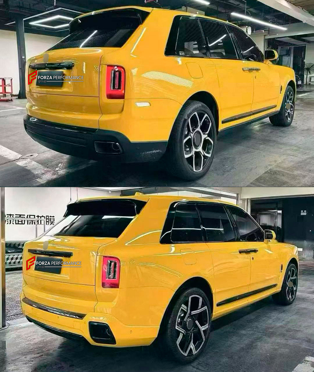 CONVERSION UPGRADE FACELIFT OLD TO NEW BODY KIT for Rolls Royce Cullinan Series I 2018 - 2024 to Cullinan Series II Facelift 2025+
Set includes:

Front Bumper Assembly
Front Grille
Front Headlights
Rear Bumper Assembly
Tail Lights
Exhaust Tips
Material: Plastic

NOTE: Professional installation is required.