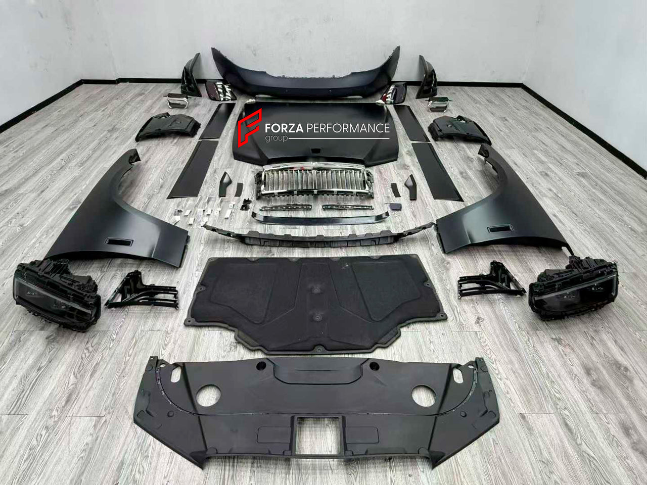CONVERSION BODY KIT for ROLLS ROYCE GHOST 2010 - 2019 UPGRADE to 2025+

Set includes:

Front Bumper Assembly
Headlights
Front Grille
Hood Bonnet
Side Fenders
Side Skirts
Tail Lights
Rear Bumper Assembly

Exhaust Tips

Material: Plastic

NOTE: Professional installation is required.
