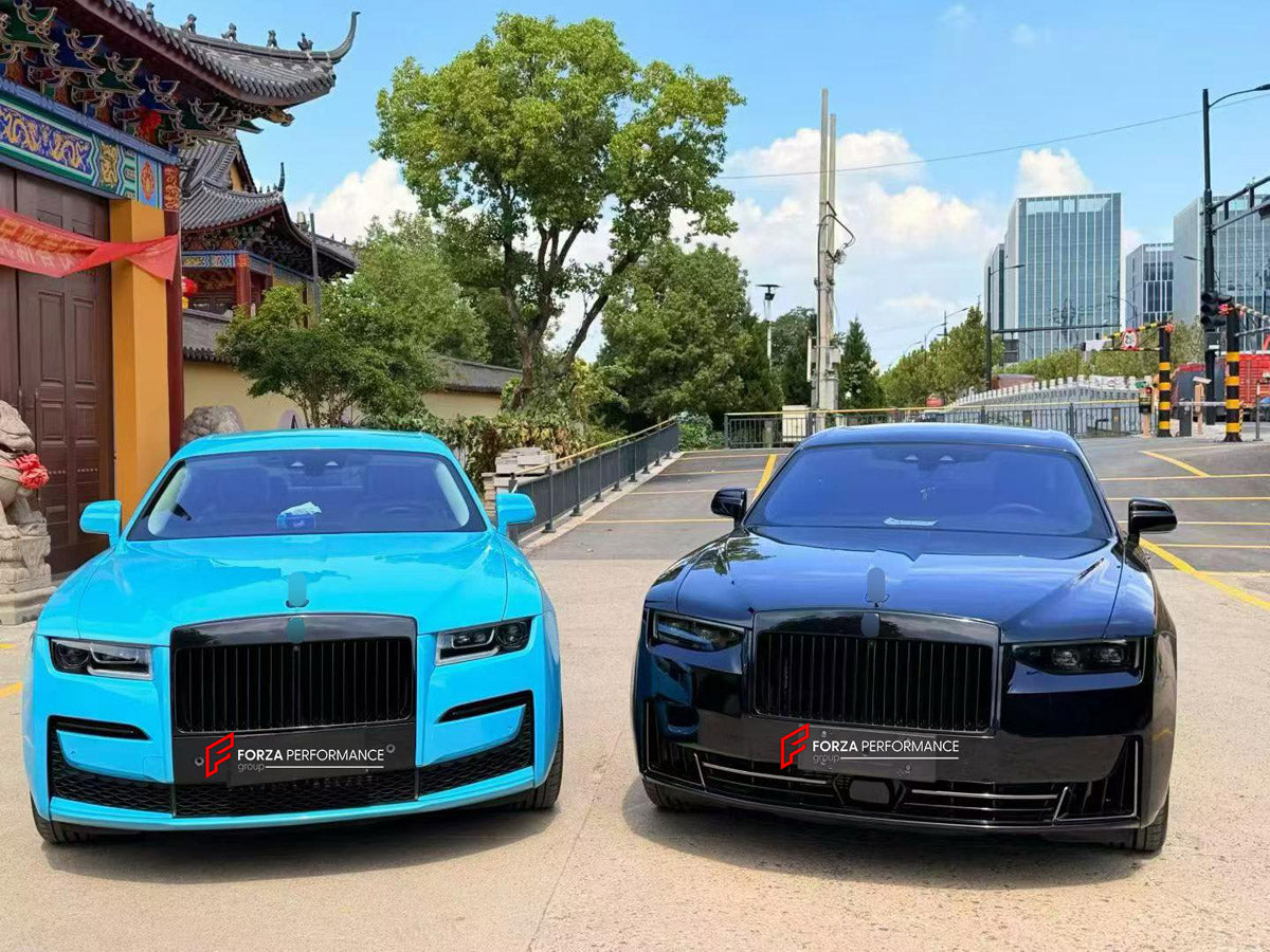 CONVERSION BODY KIT for ROLLS-ROYCE GHOST II RR21 2020 - 2024 UPGRADE to GHOST RR21 FACELIFT 2025+

Set includes:
Front Lip
Front Bumper Assembly
Front Grille
Headlights

Material: Plastic

NOTE: Professional installation is required.