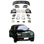 CONVERSION FACELIFT BODY KIT for ROLLS ROYCE PHANTOM 2004-2012 6th Gen to 2012-2017 7th Gen

Set includes:

Front Bumper
Headlights
Turn Signals
Side Mirrors
Silver Trims for Bumper
Headlight Masks

Material: Plastic

NOTE: Professional installation is required, need to cut front fenders and put headlights masks