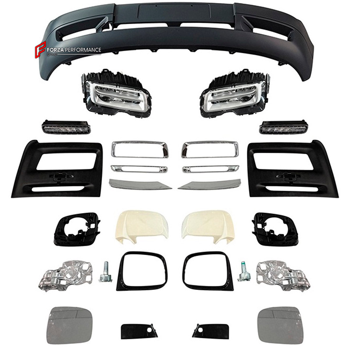 CONVERSION UPGRADE FACELIFT OLD TO NEW BODY KIT for Rolls-Royce Phantom 2006 - 2012 to Phantom 2017+
Set includes:

Front Bumper Assembly
Side Mirror Covers
Material: Plastic

NOTE: Professional installation is required.