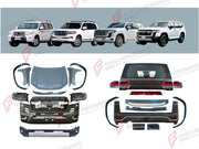 CONVERSION BODY KIT for TOYOTA LAND CRUISER 200 2007 - 2023 UPGRADE to LAND CRUISER 300 2021+ FORZA PERFORMANCE custom fit GR Style
Set includes:

Front Lip
Front Bumper Assembly
Front Grille
Headlights
Hood Bonnet
Fenders
Fender Flares
Tail Lights
Rear Bumper Assembly
Rear Diffuser
Material: Plastic

NOTE: Professional installation is required.