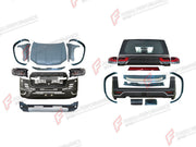 CONVERSION BODY KIT for TOYOTA LAND CRUISER 200 2007 - 2023 UPGRADE to LAND CRUISER 300 2021+ FORZA PERFORMANCE custom fit GR Style
Set includes:

Front Lip
Front Bumper Assembly
Front Grille
Headlights
Hood Bonnet
Fenders
Fender Flares
Tail Lights
Rear Bumper Assembly
Rear Diffuser
Material: Plastic

NOTE: Professional installation is required.
