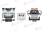 CONVERSION BODY KIT for TOYOTA LAND CRUISER 200 2007 - 2023 UPGRADE to LAND CRUISER 300 2021+ FORZA PERFORMANCE custom fit OEM Style
Set includes:

Front Lip
Front Bumper Assembly
Front Grille
Hood Bonnet
Fenders
Fender Flares
Side Mirror Covers
Side Skirts
Tail Lights
Rear Bumper Assembly
Rear Diffuser
Material: Plastic

NOTE: Professional installation is required.
