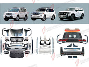 CONVERSION BODY KIT for TOYOTA LAND CRUISER 200 2007 - 2023 UPGRADE to LAND CRUISER 300 2021+ FORZA PERFORMANCE custom fit GR Sport Style
Set includes:

Front Lip
Front Bumper Assembly
Front Grille
Headlights
Hood Bonnet
Fenders
Fender Flares
Side Mirror Covers
Side Skirts
Tail Lights
Rear Bumper Assembly
Rear Diffuser
Exhaust Tips
Material: Plastic

NOTE: Professional installation is required.