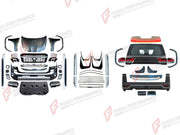 CONVERSION BODY KIT for TOYOTA LAND CRUISER 200 2007 - 2023 UPGRADE to LAND CRUISER 300 2021+ FORZA PERFORMANCE custom fit GR Sport Style
Set includes:

Front Lip
Front Bumper Assembly
Front Grille
Headlights
Hood Bonnet
Fenders
Fender Flares
Side Mirror Covers
Side Skirts
Tail Lights
Rear Bumper Assembly
Rear Diffuser
Exhaust Tips
Material: Plastic

NOTE: Professional installation is required.