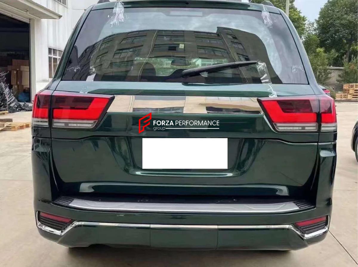 Toyota Land Cruiser 200 body kit convert to LC 300 GR Style model

Set includes:

Front bumper
Front headlights
Front grille
Hood
Side fenders flares
Rear lights
Rear bumper
Rear trunk lid
Material: FRP fiberglass

Note: Professional installation is required.