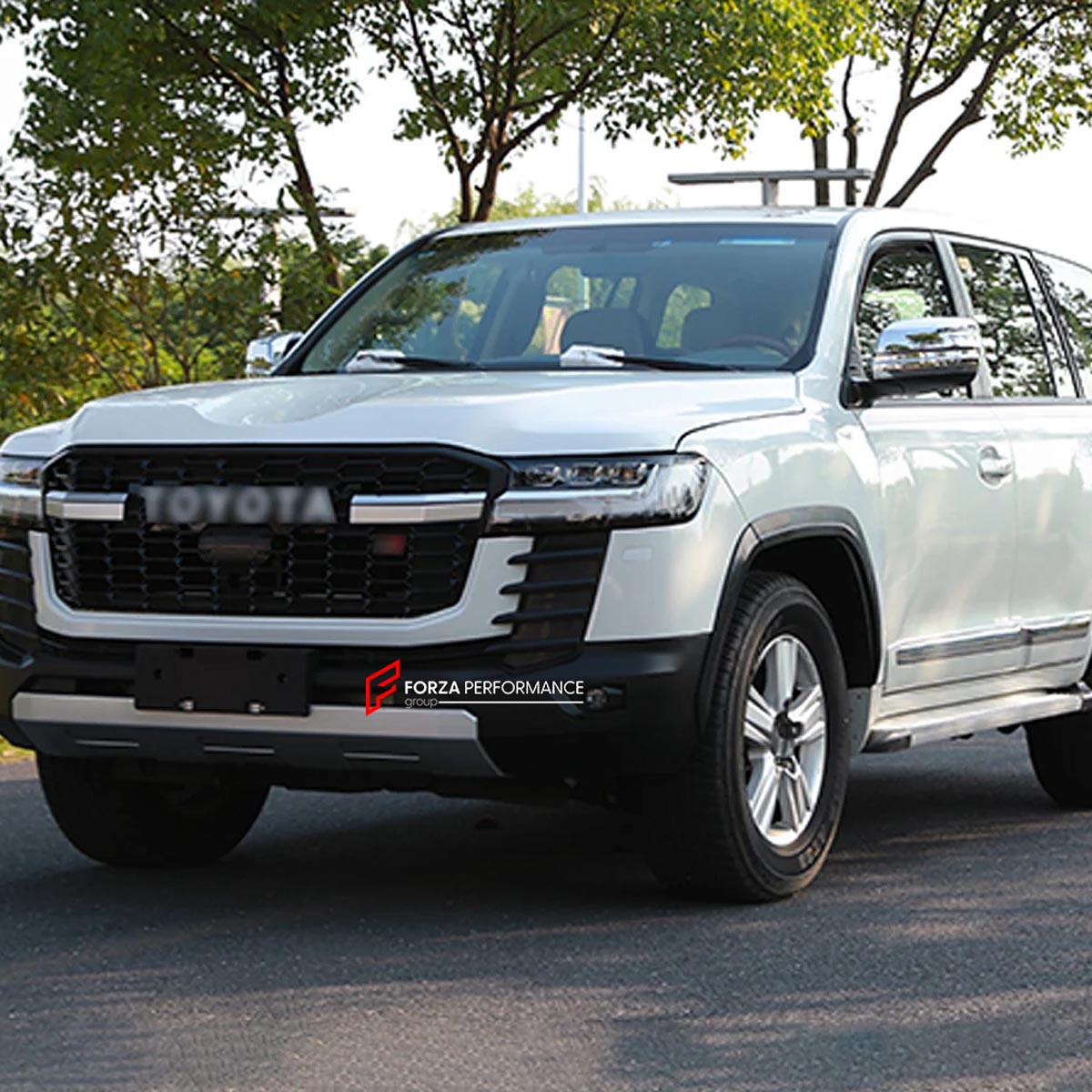 Toyota Land Cruiser 200 body kit convert to LC 300 GR Style model

Set includes:

Front bumper
Front headlights
Front grille
Hood
Side fenders flares
Rear lights
Rear bumper
Rear trunk lid
Material: FRP fiberglass

Note: Professional installation is required.