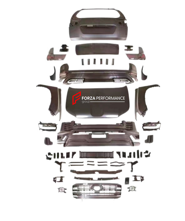 CONVERSION BODY KIT for TOYOTA LAND CRUISER PRADO 2009 - 2023 to LAND CRUISER 300

Set includes:

Front Bumper
Front Grille
Headlights
Hood / Bonnet
Side Fenders
Trunk
Tail Lights
Rear Bumper

Material: Plastic + Stainless Steel

NOTE: Professional installation is required.

Contact us for pricing


Payment ►
Visa

Mastercard

PayPal with a credit card (add 4.4% at checkout)
Payoneer
Cryptocurrency
Shipment ►
By express DHL/UPS/TNT/FedEx
To the local international airport
Special line by air
Special l