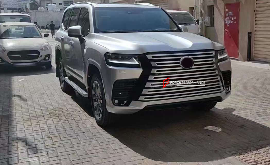 CONVERSION BODY KIT FOR TOYOTA LAND CRUISER 300 LC 300 TO LEXUS LX600

Set includes:

Front bumper
Front headlights
Front grille
Rear bumper

Material: Plastic