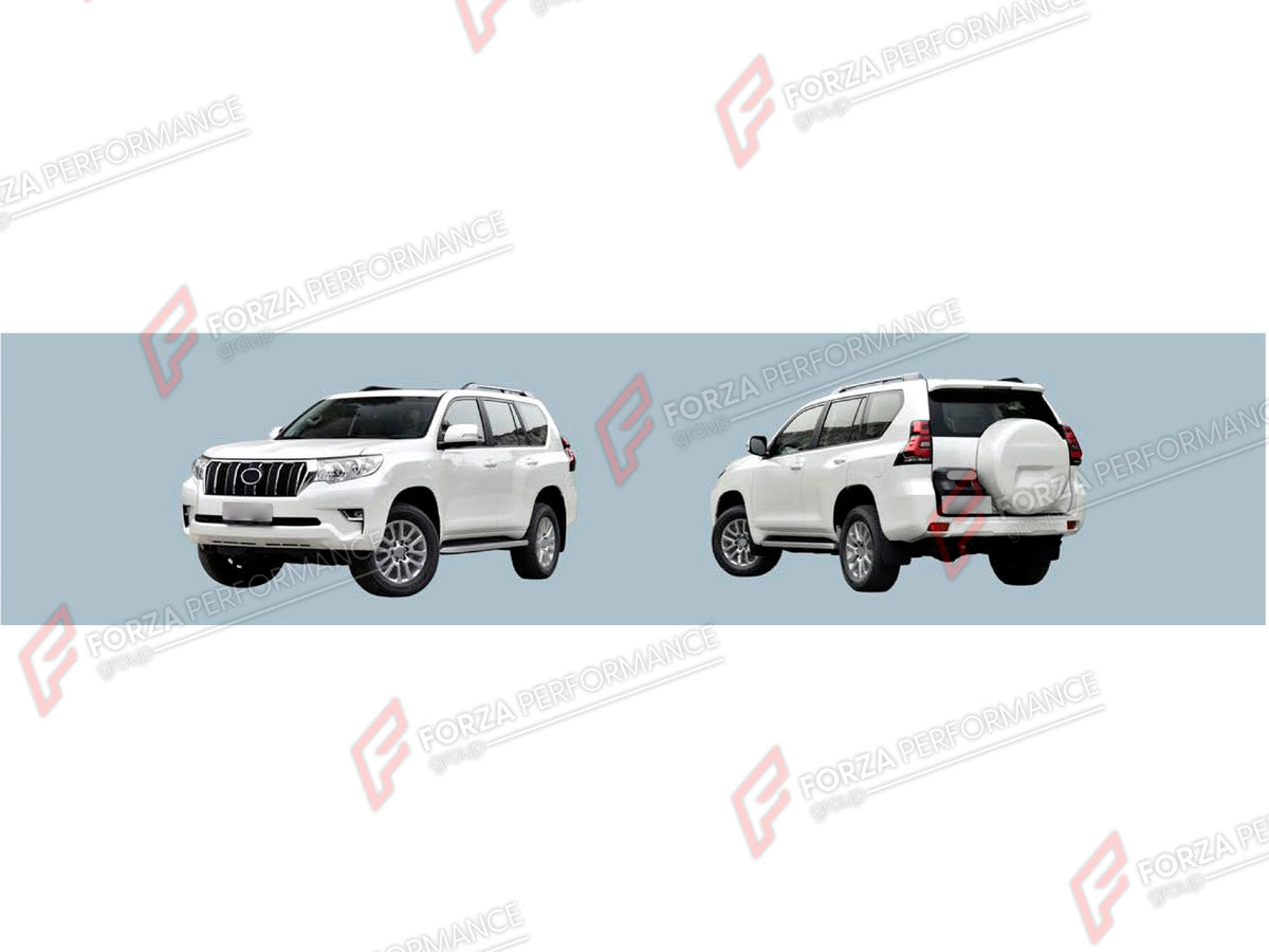 CONVERSION UPGRADE FACELIFT OLD TO NEW BODY KIT for Toyota Land Cruiser Prado 150 2009 - 2016 to Land Cruiser Prado 150 Facelift 2017 - 2024
Set includes:

Front Bumper Assembly
Front Grille
Headlights
Hood Bonnet
Front Fenders
Side Skirts
Tail Lights
Rear Bumper Assembly
Material: Plastic

NOTE: Professional installation is required.