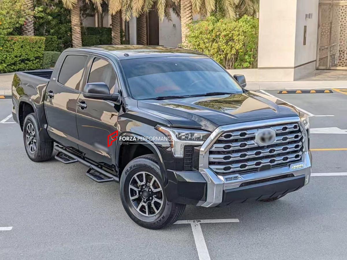 CONVERSION TOYOTA TUNDRA XK70 WIDE BODY KIT for TOYOTA TUNDRA XK50 2007 - 2021
Set includes:

Front Bumper Assembly
Hood Bonnet
Headlights
Tail Lights
Side Fenders
Fender Flares
Side Steps
Material: PP + Steel

NOTE: Professional installation is required.