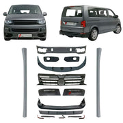 CONVERSION UPGRADE FACELIFT OLD TO NEW BODY KIT for Volkswagen Multivan T5.1 Facelift 2010 - 2015 to Transporter T5.1 Facelift 2010 - 2015
Set includes:

Front Lip
Front Bumper
Side Skirts
Rear Diffuser
Rear Bumper
Material: Plastic

NOTE: Professional installation is required.