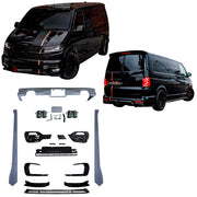 CONVERSION UPGRADE FACELIFT OLD TO NEW BODY KIT for Volkswagen Multivan T6.1 Facelift 2019 - 2024 to Transporter T6.1 Facelift 2019 - 2024
Set includes:

Front Lower Bumper
Side Skirts
Rear Diffuser
Exhaust Tips
Material: Plastic

NOTE: Professional installation is required.