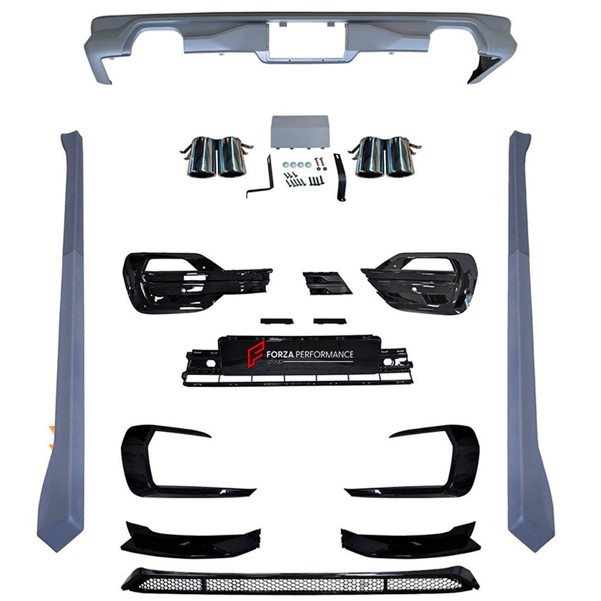 CONVERSION UPGRADE FACELIFT OLD TO NEW BODY KIT for Volkswagen Multivan T6.1 Facelift 2019 - 2024 to Transporter T6.1 Facelift 2019 - 2024
Set includes:

Front Lower Bumper
Side Skirts
Rear Diffuser
Exhaust Tips
Material: Plastic

NOTE: Professional installation is required.